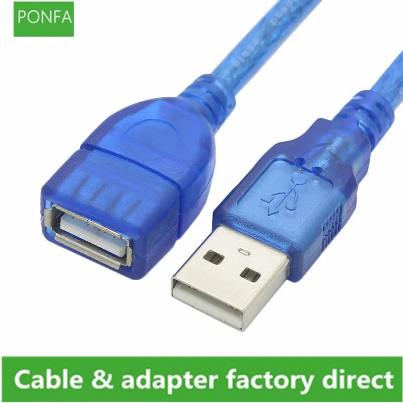 Anti-Interference USB 2.0 Extension Cable USB 2.0 Male To USB 2.0 Female Extension Data Sync Cord Cable Blue 0.3m 1m 1.5m 3m 5m