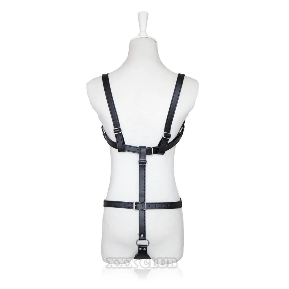 Thierry Adult Games PU Leather Body Harness for Women Fetish Slave Bondage Restraints,Exposed Breast Chastity Belt, Sex Products