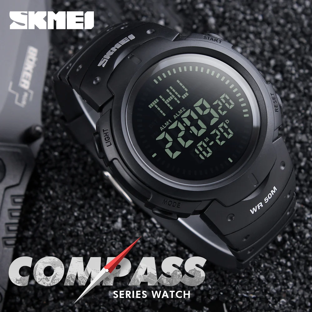 SKMEI Outdoor Chronograph Compass Watch Men Multifunction Waterproof LED Electronic Digital Sports Watches Fashion Wristwatches