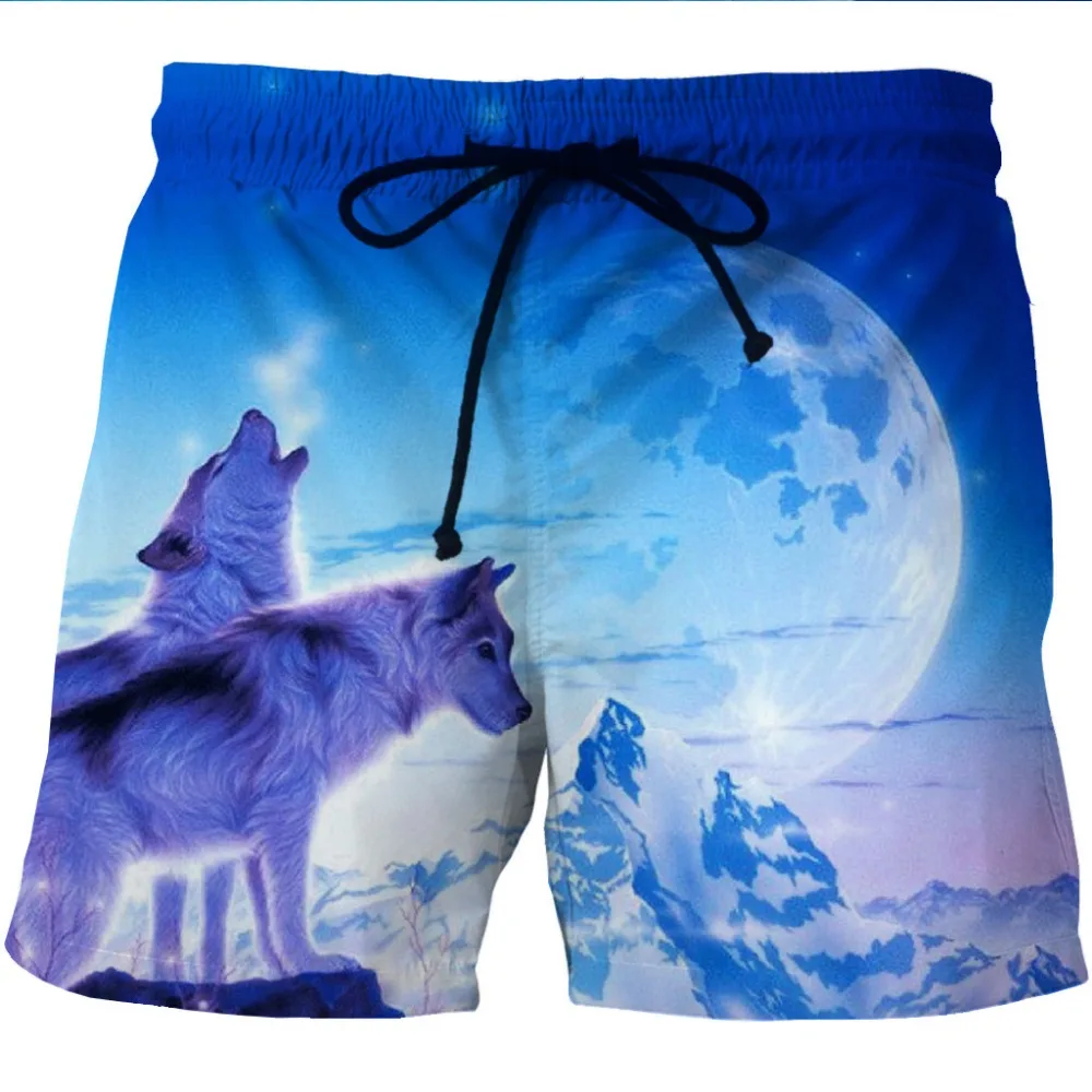 Summer Man's Beach Shorts Swim Sports S-6XL Pants Wolf 3D Print Man Galaxy Surfing Short Breathable Male Gym Surf Board Swimsuit