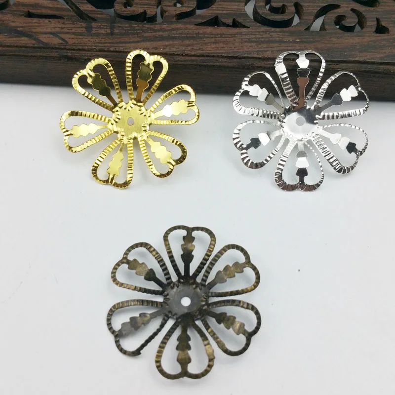 20pcs 28mm Filigree  Wraps Metal Charms For Embellishment Scrapbook  DIY Jewelry Metal Craft  cosplay  accessories