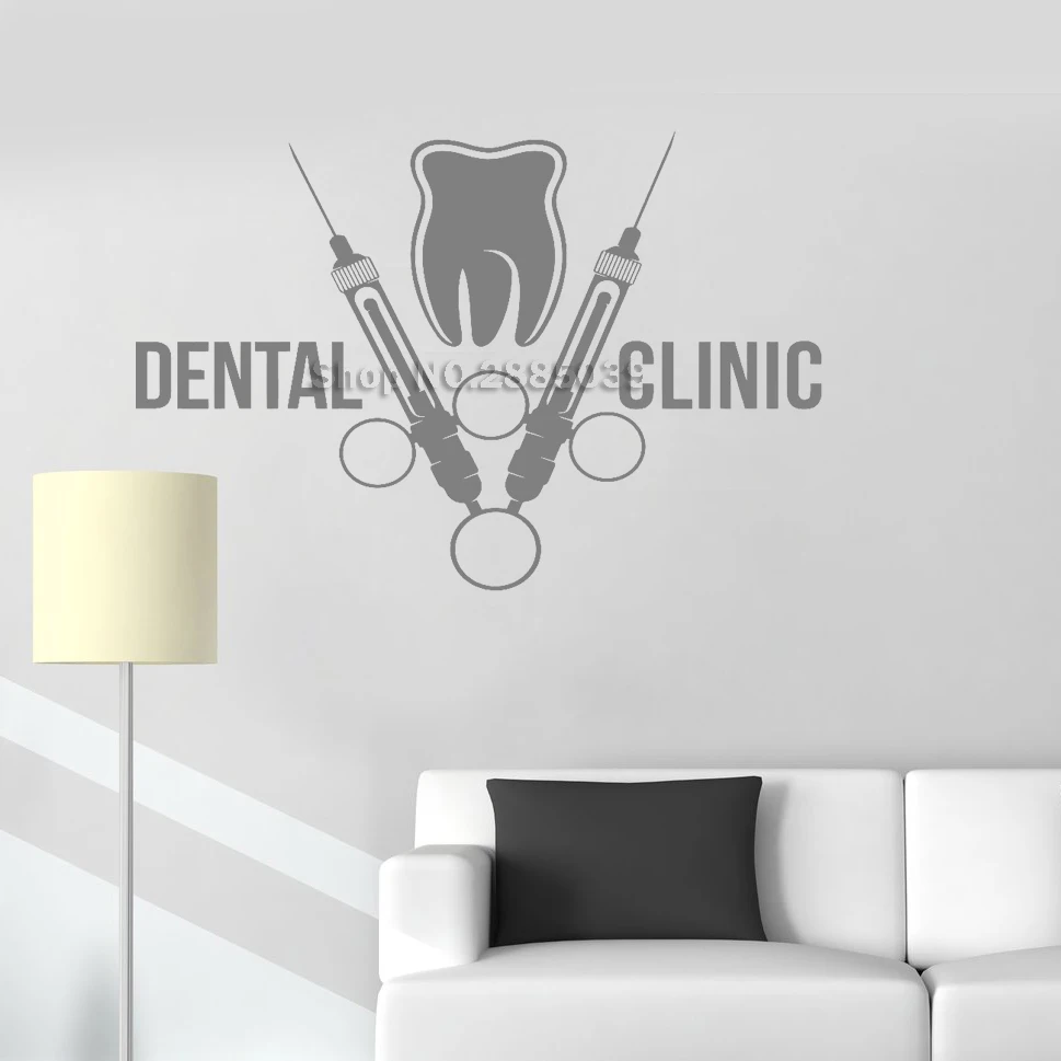 Dental Clinic Wall Decal Vinyl Sticker Home Decor Teeth Stomatology Care Dentist Syringe Tooth Art Bathroom Waterproof Hot LC287