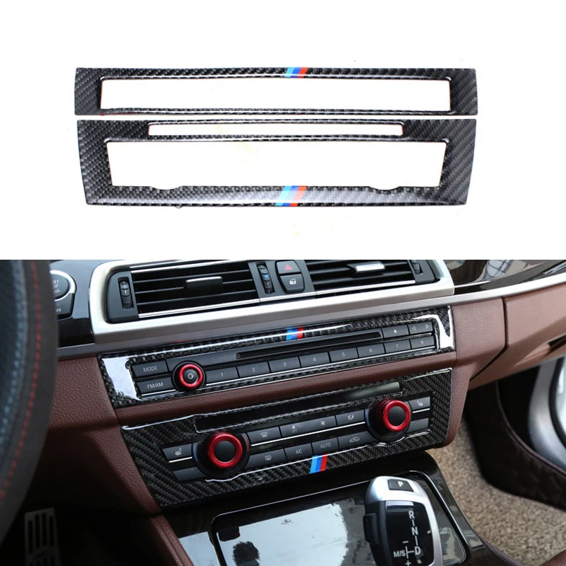 2PCS/Set Car Carbon Fibre Middle Control Panel Interior Decorative Sticker for BMW 5 Series F10 520i 525li 2011-2017 Car Styling