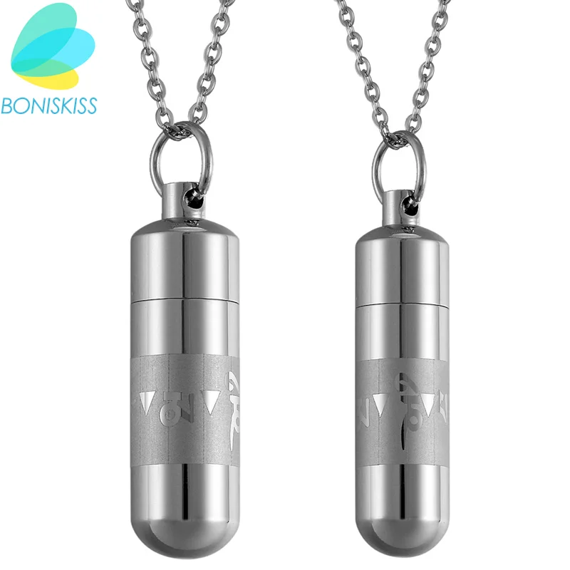 Boniskiss His and Hers Lovers Matching Perfume Bottle Open Capsule Urn Ashes Cremation Keepsake Necklace Stainless Steel Pendant