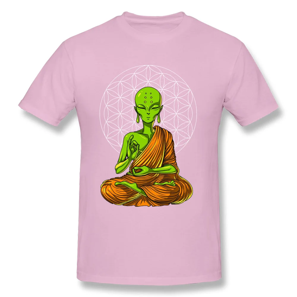 Alien Buddha Meditation T-shirts For Men 100% Cotton Thanksgiving Day T Shirt Novelty Designer Tops Tees Rife Mandala Streetwear