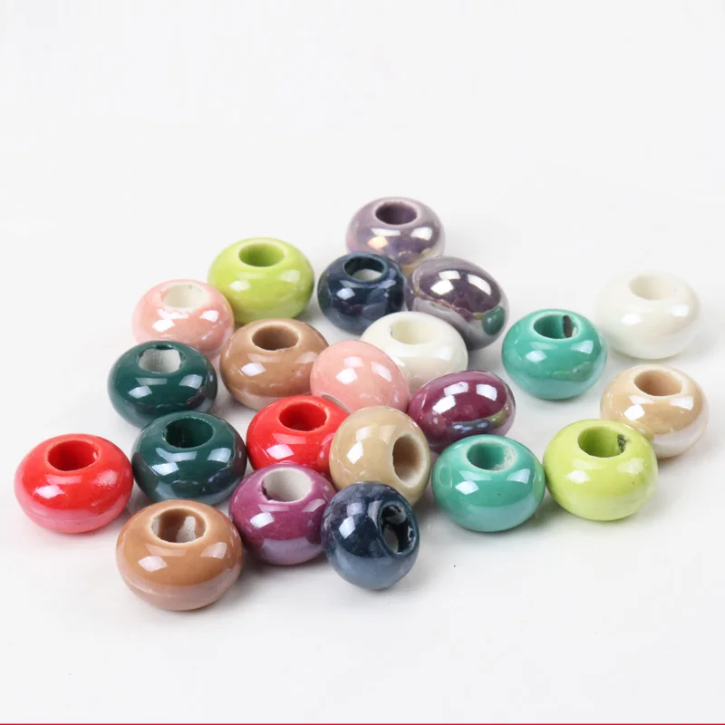 Mix Colorful Porcelain Material Ceramic Round Beads Spacer Beads For Decoration Jewelry Handmade Accessories 15x9mm 10pcs