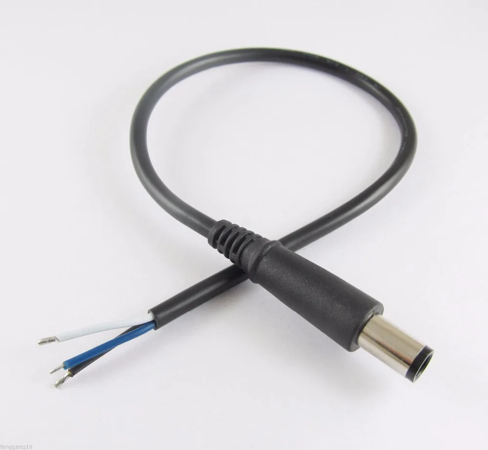 1pcs Black DC Cord Tip 7.4mm x 5.0mm Plug Connector Cable Cord For DELL HP Laptop Tablet PC Replacement 30cm/1feet