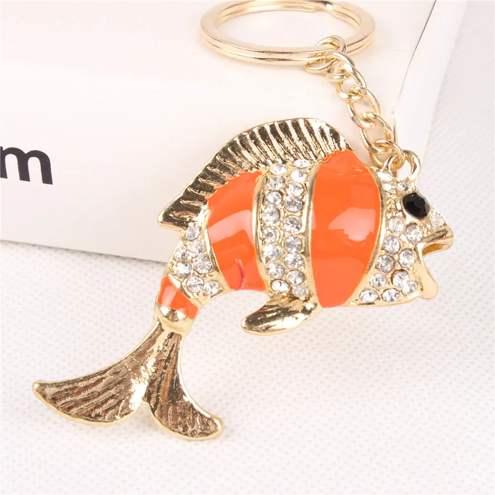 Carp Fish Lovely Cute Crystal Charm Purse Handbag Car Key Keyring Keychain
