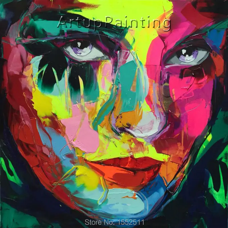 Palette knife painting portrait Palette knife Face Oil painting Impasto figure on canvas Hand painted Francoise Nielly 16-37