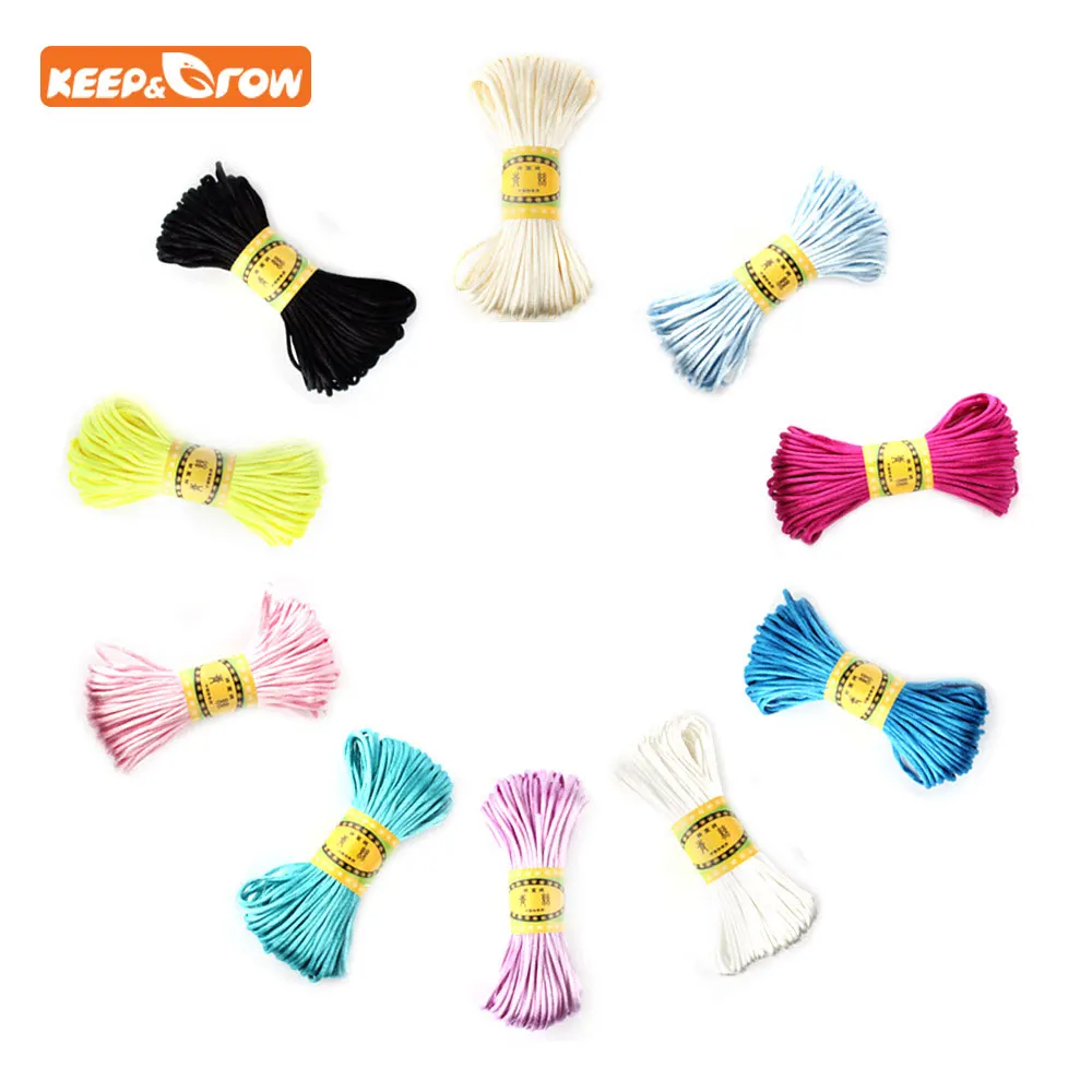 Keep&grow 20Meters Satin Silk Rope Nylon Cord For Baby Teether Chain Accessories Teething Necklace Rattail Cord DIY Tool 2.5mm