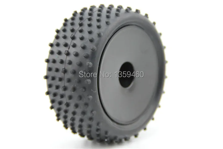 Pre-Glued 4pcs 1/10 Buggy Tires Tyre(Off-Road) Black Dish Wheel Rim fits for 1:10 4WD Buggy Car 1/10 Tire