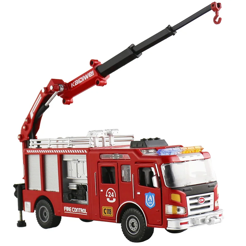 KAIDIWEI 1:50 Car Toy Fire Engine Model Fire Truck Alloy Engineering Toy Vehicle Kids Boy Gift Children