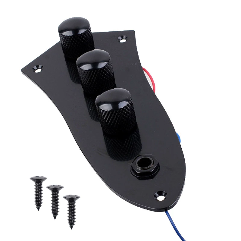 Wired Loaded Prewired Control Plate Harness Assembly Knobs and jack for Electric Bass Black /Silver/Gold