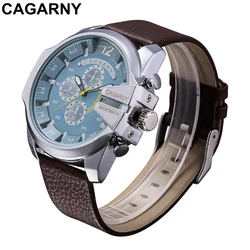 Marchio di lusso Cagarny Mens Orologi Al Quarzo Uomo Militare Orologio Da Polso Cinturino In Pelle Data Orologio Orologio Uomo Relojes Hombre D6839 Nuovo