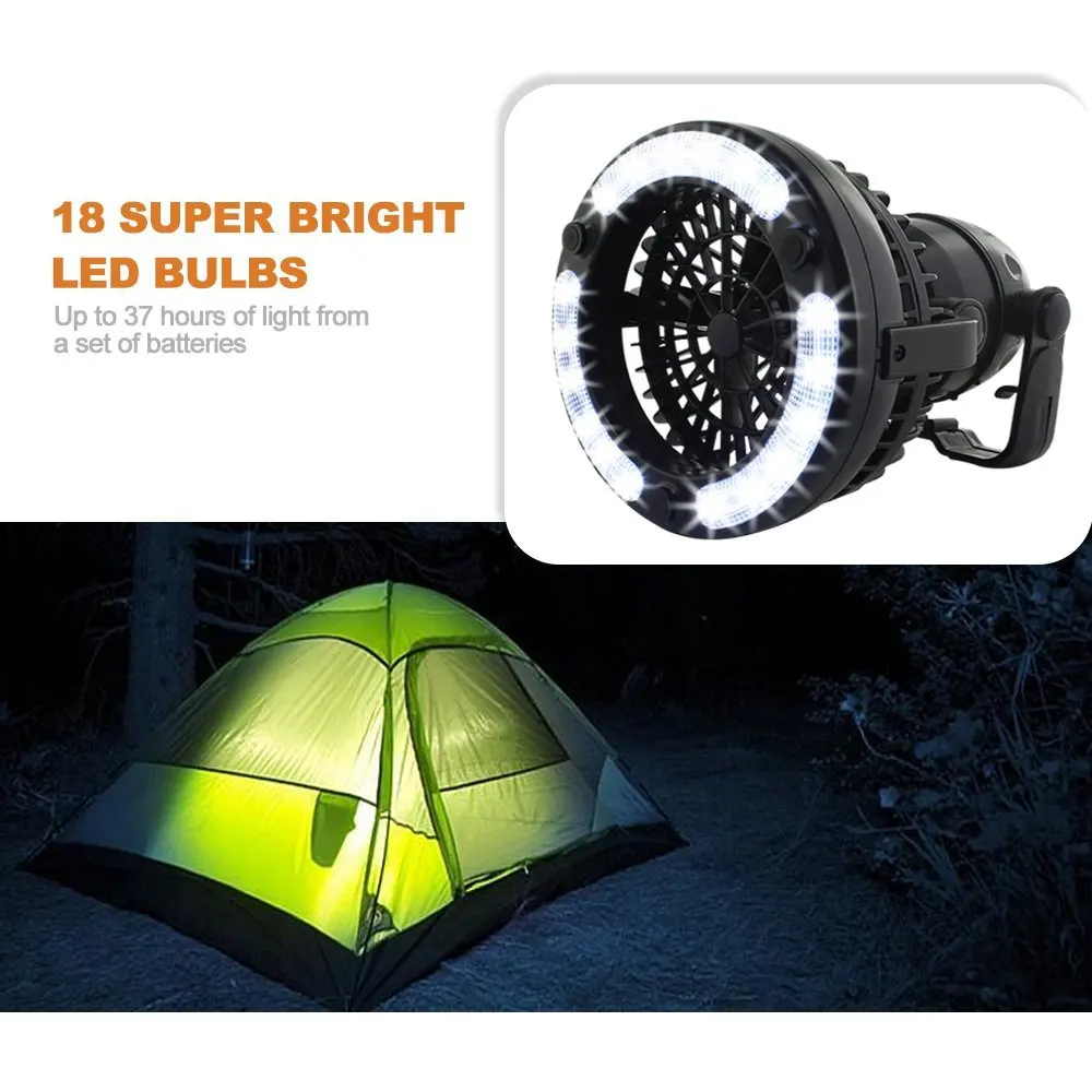 Camping Lantern Light Fan Storm Lamp 18 LED 2.5W 2 in 1 Flashlight Outdoor Hiking Fishing Bicycle Tent Lanterns Fan Dropshipping