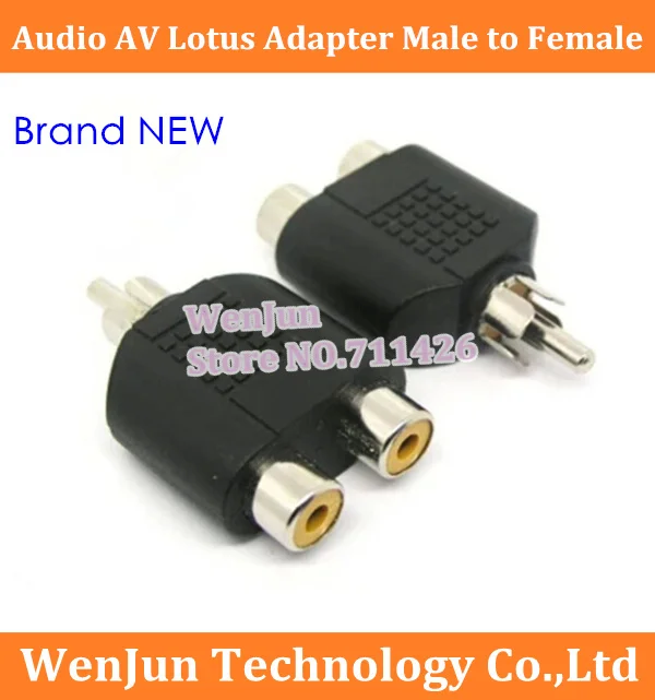 High Quality Audio AV Male to 2AV Female Lotus Adapter RCA 1 points 2 adapter plug Audio video adapter  Three way head