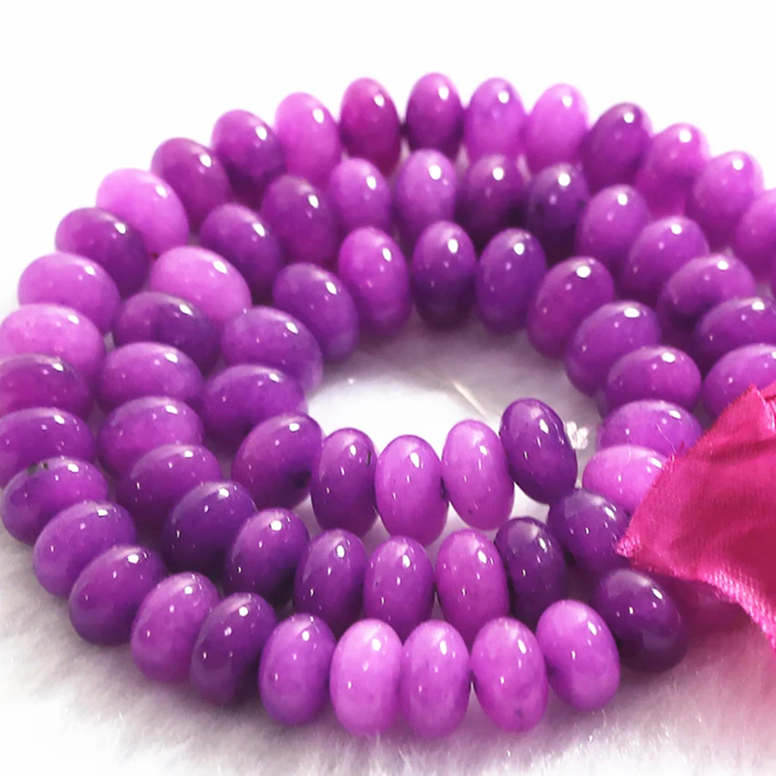 Purple 5*8mm abacus rondelle stone jades beads chalcedony fashion women high grade loose beads for jewelry making 15inch B173