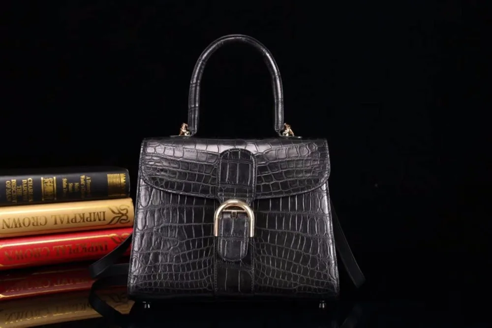 Hot selling style 100% Real/Genuine Crocodile belly Skin Leather tote shoulder bag medium size top handle cute women bag