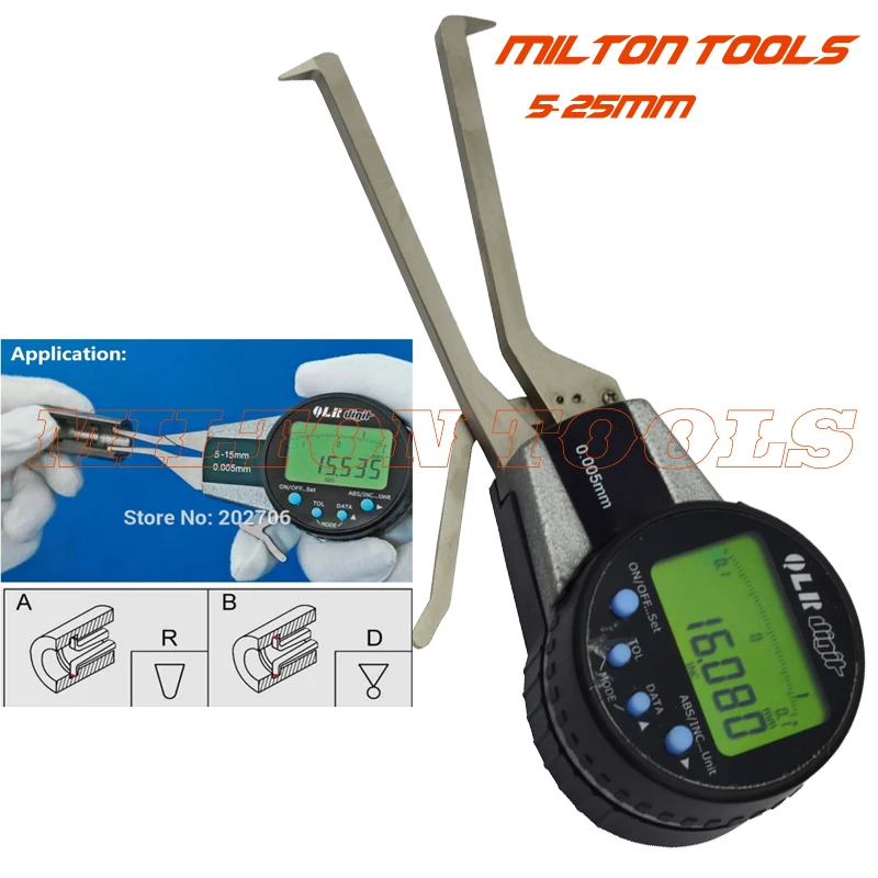 

Digital Inside Caliper 5-25mm/0.005mm Electronic Gauge with Rotatable Dial Measuring Bore Groove Absolute Measurement Micrometer