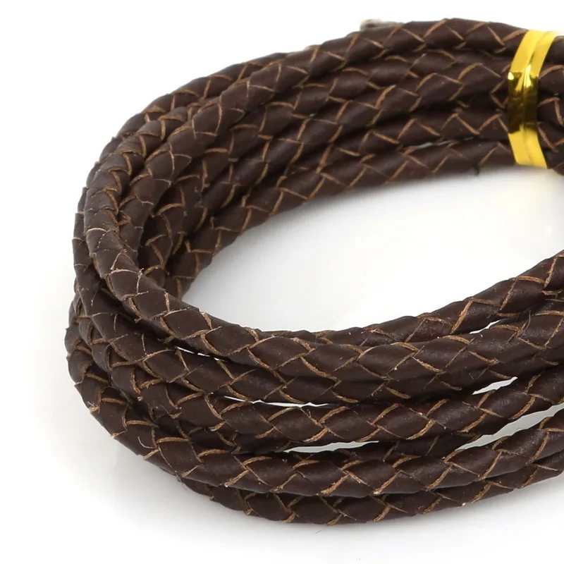 2meters/pack 4mm Round Genuine Braided Leather Cord/Thread/String/Rope for Necklace Bracelet Jewelry Material Supplies 5 Colors