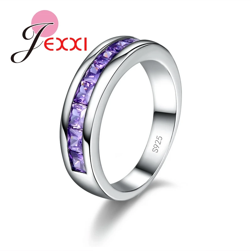 

Fashion Women Jewelry Purple Rings For Lady Elegant 925 Sterling Silver Wedding Engagement Ring For Women