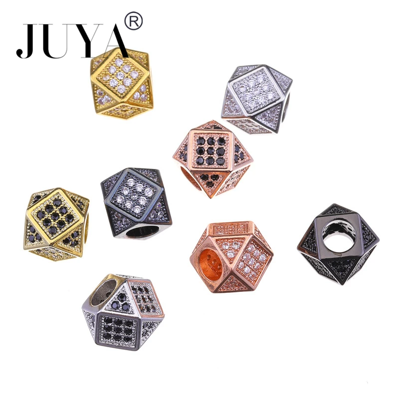 Jewelry Beads For DIY Bracelets Necklaces Accessories Findings High Quality Copper Metal Inaly Zircon Rhinestone Geometric beads