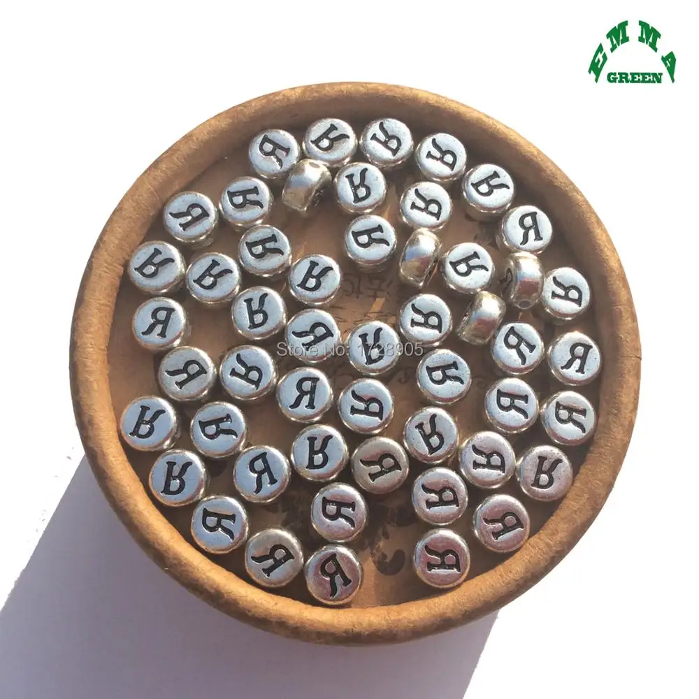 Russian Beads 3600 pcs Silver Russian Letter Beads 4x7 mm Flat round Letter Beads Russian Alphabet Letter for Jewelry Making