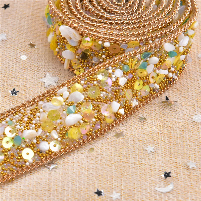 Crystal Gravel Beads Trim Fashion Rhinestone Chain 50Cm/Lot  2.5Cm Glass Crystal Metal Decoration Shoes Banding Garment Applique