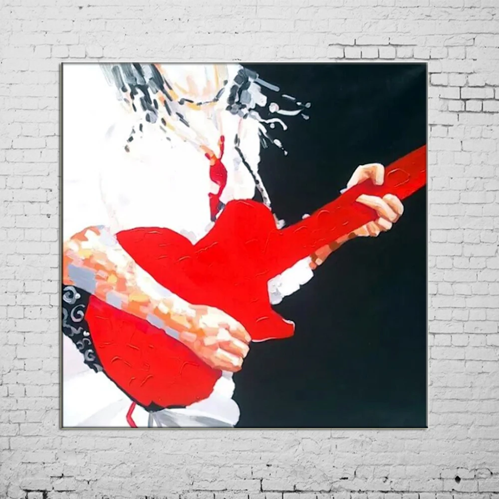 

Hand Painted Wall Painting Guitarist Paintings Picture On Canvas Abstract Music Home Decor Oil Painting Hang Pictures For Room