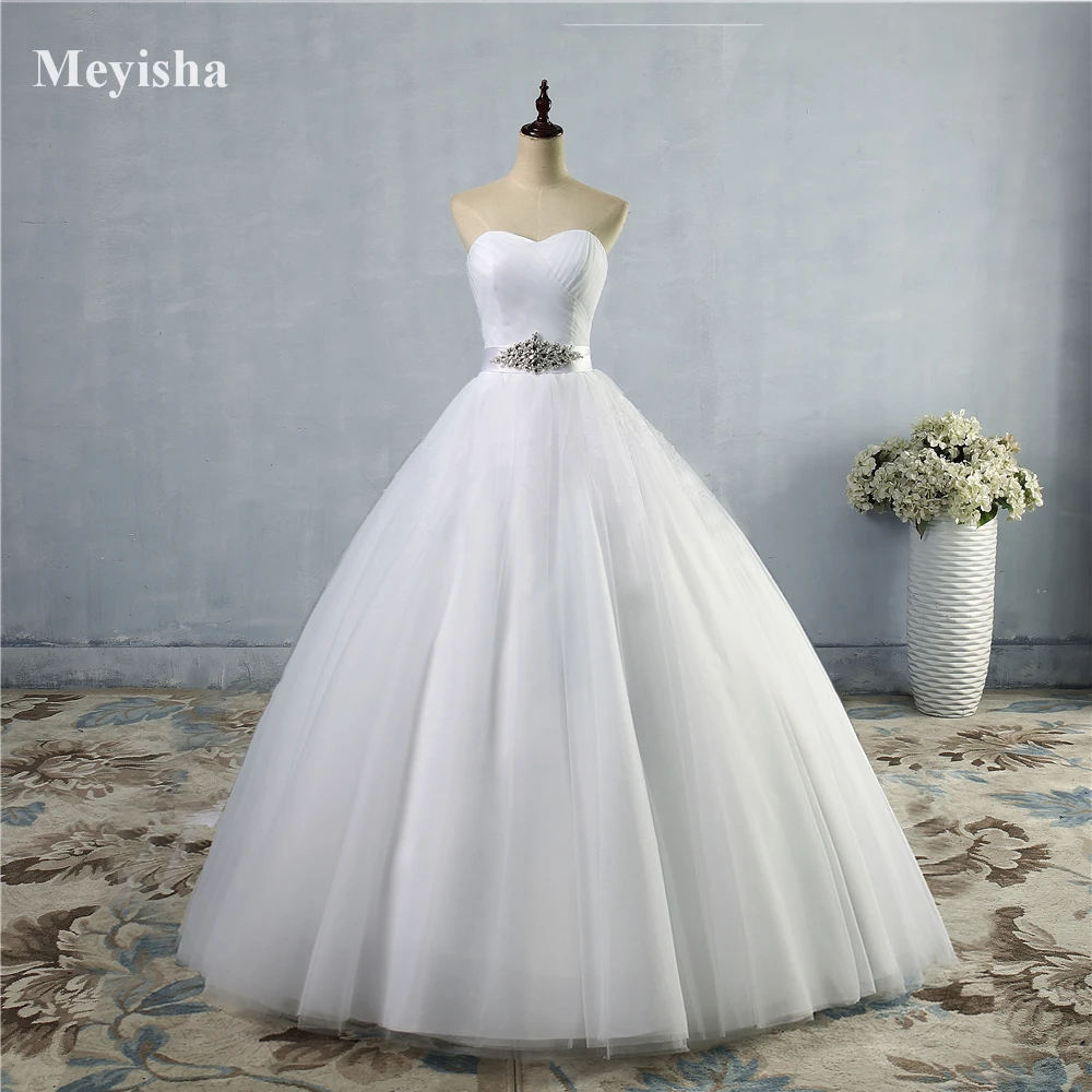 

ZJ9056 2024 New Prom Sweetheart Sleeveless White Ivory Tulle Crystal Bridal Wedding Dress Bride Gown Plus SizE