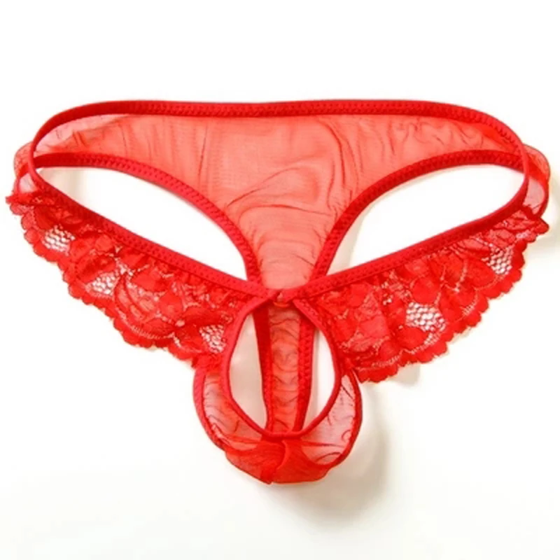 new style Mens Open Crotch Underwear Sexy Man Lace G-String Sex Toys Lovers Gay Men Thongs Panties Bikini Underwear jockstrap