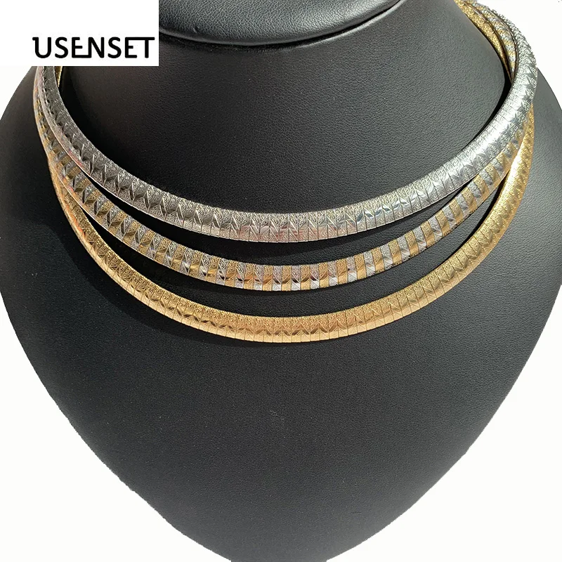 USENSET Women Choker Stainless Steel Jewelry  Necklace Charm Collar Gold/Silver Color Snake Chain For Girls