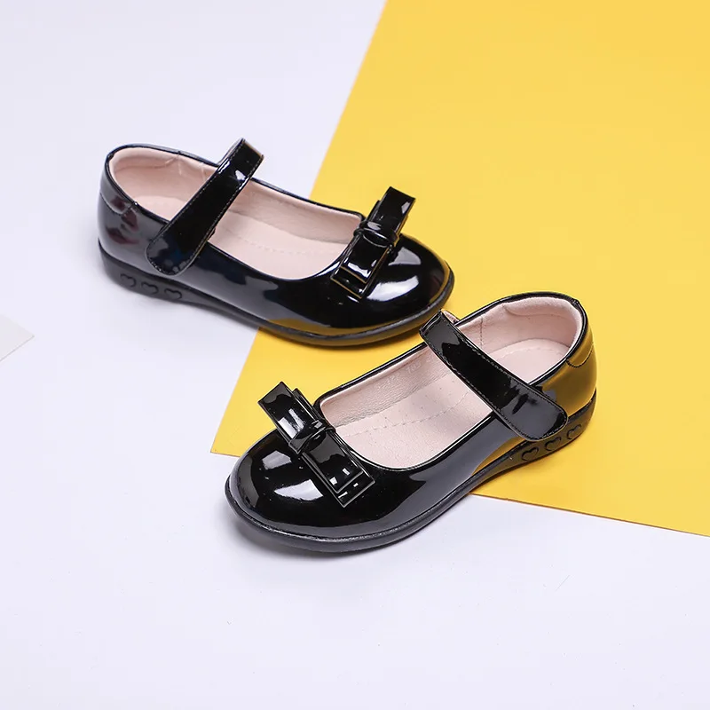 2019New Girls Black School Shoes Kids Princess Shoes For Dancing And Party Children Student Leather Shoes Girls 5 6 7 8 9 10-16T