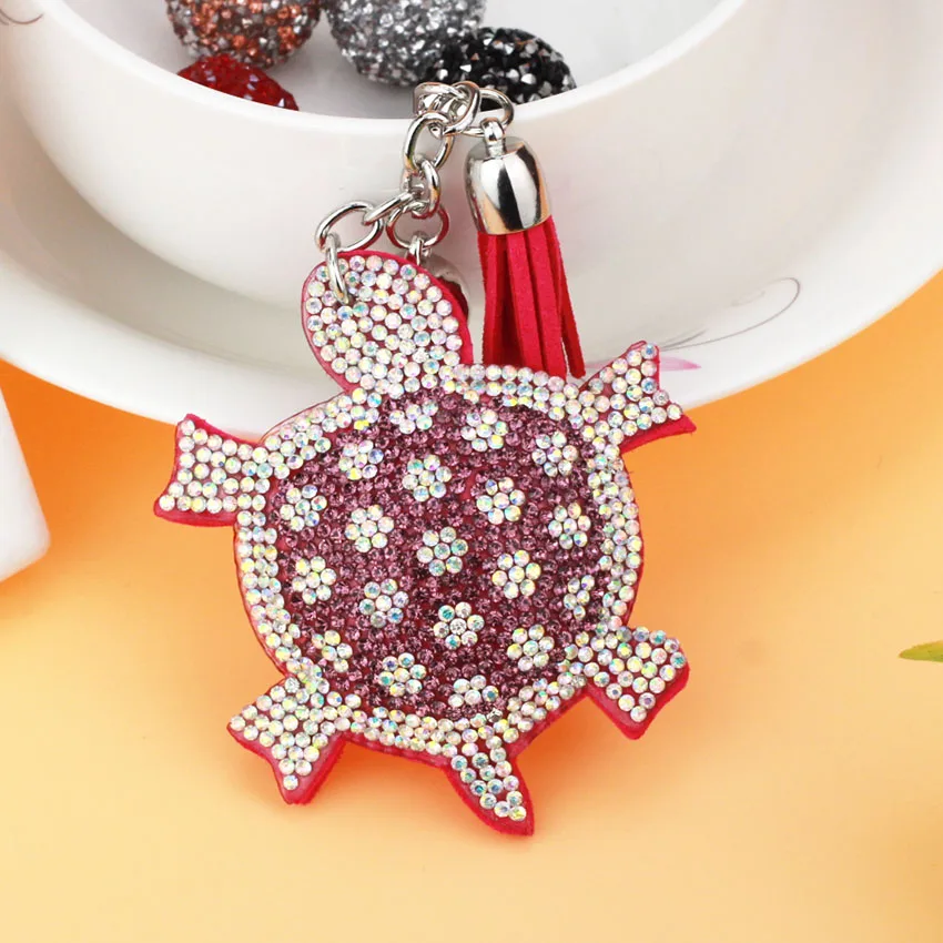 2023  New Few Colors Small Tortoise  with Inlaid full rhinestone keychain lady's bag pendant small gift