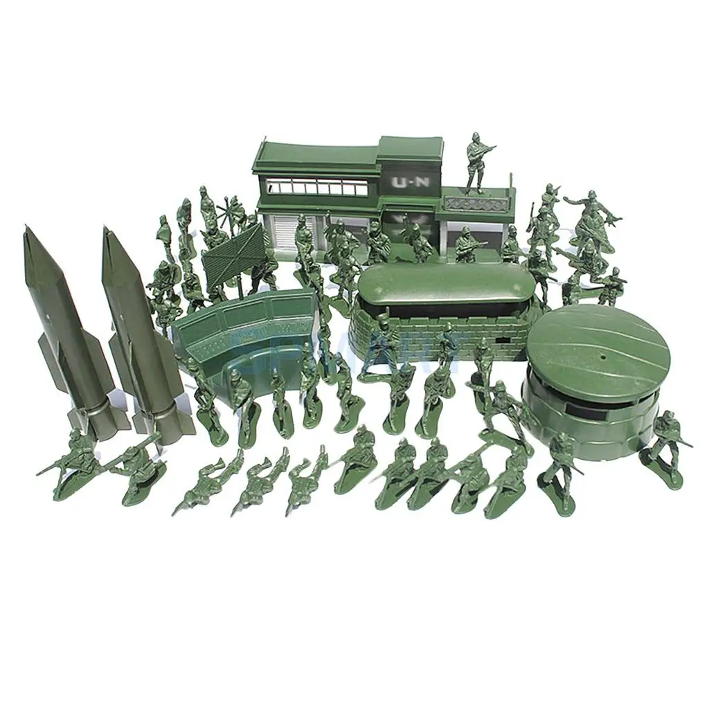 56Pcs Plastic Militaire Speeltoestel 5Cm Soldaat Cijfers Met Diverse Army Accessoires Model Speelgoed Voor Kinderen Jongens