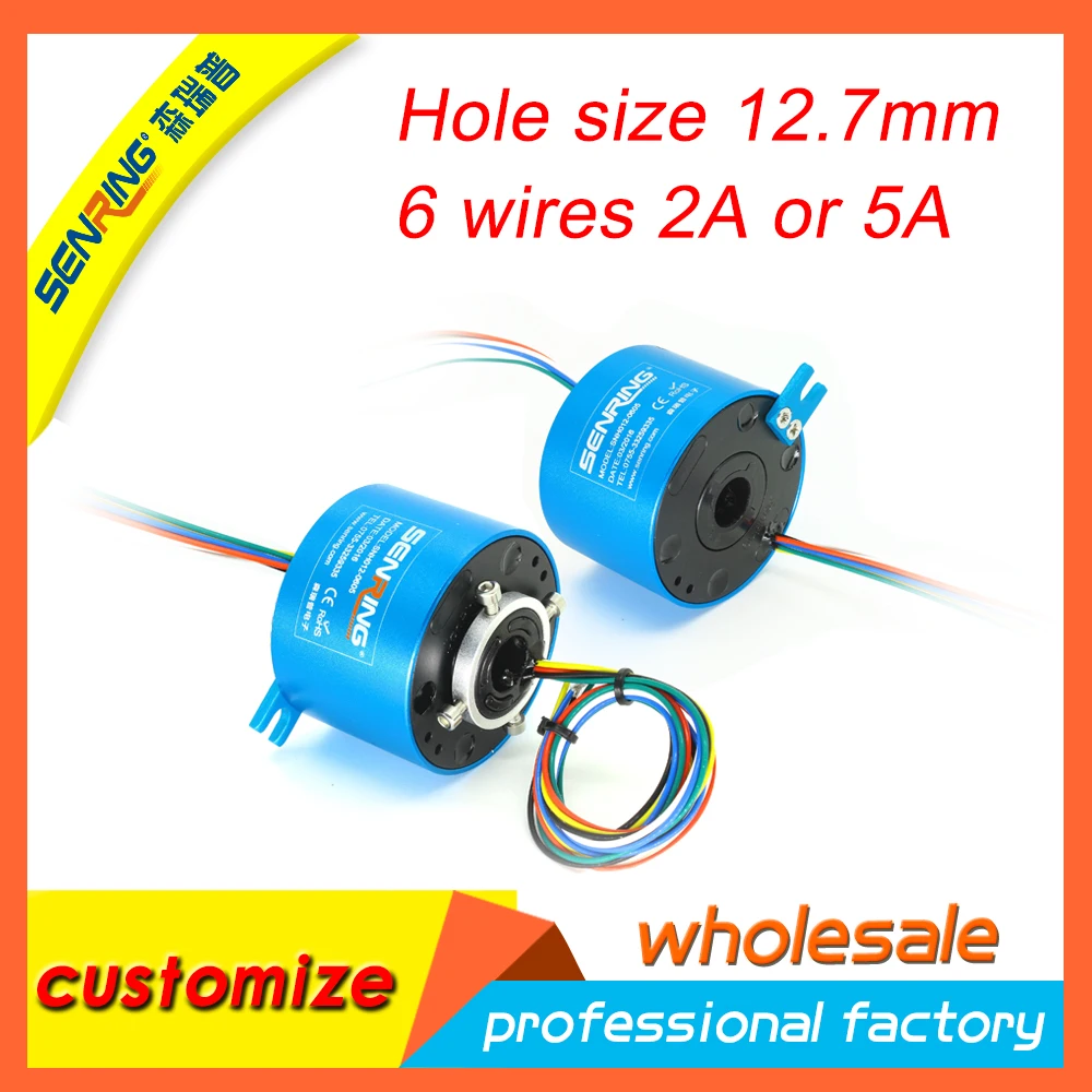 

Ac generator used slip ring 6 circuits signal/2A of through bore slip ring SENRING 12.7mm (0.5')
