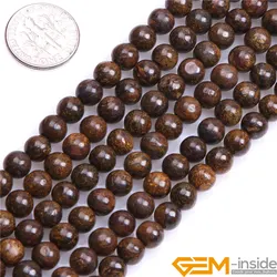 Natural Stone Brown Bronzite Jaspers Round Beads for Jewelry Making Strand 15 inch DIY Bracelet Neccklace Jewelry Bead 6mm 8mm