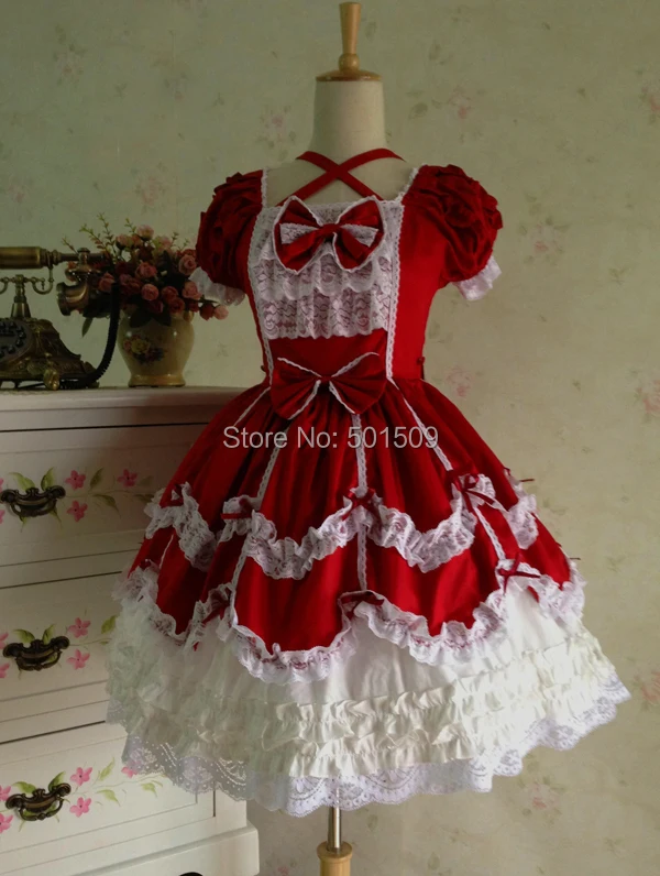 

freeship cross cotton lace bowknot lolita dress Medieval Renaissance Dress belle ball cosplay/lolita/alice frenchmaid costume