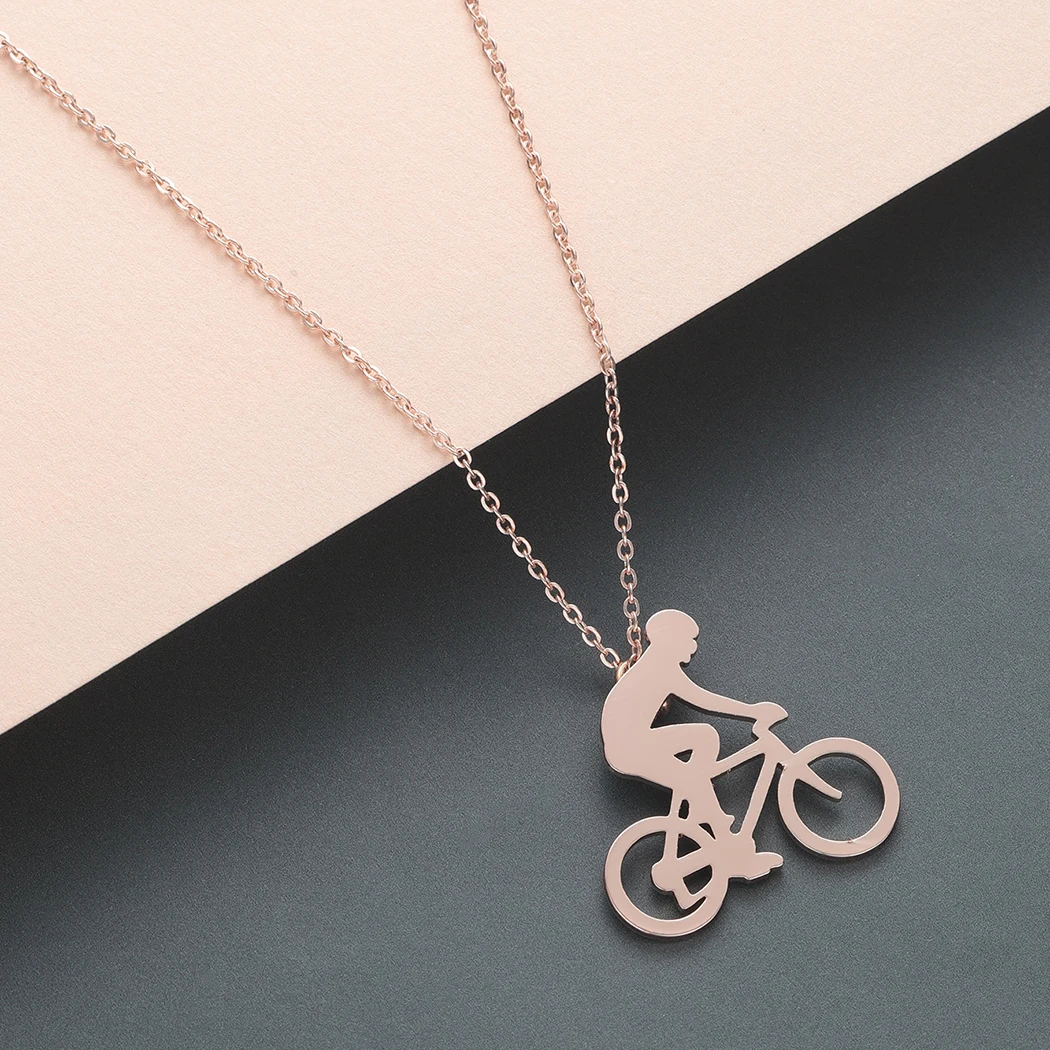 Todorova Bicycle Riding Cycling Men Necklace Figure Bike Rider Necklace Sport Jewelry Gift Male Stainless Steel Chain Necklace