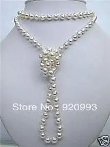 free P&P*******8mm Superb natural white salt water Shell Pearl necklace 50inchs