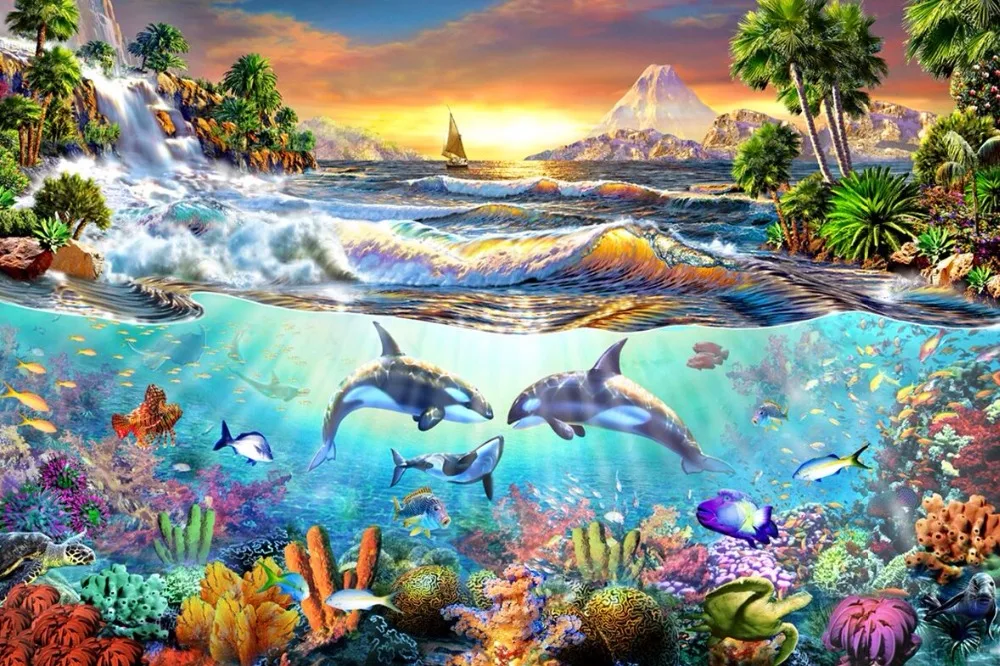 Whale Bay The wooden puzzle 1000 pieces ersion  jigsaw puzzle white card adult children's educational toys