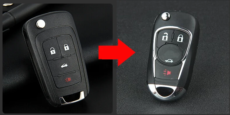 

4 Button Modified Flip Folding Remote Key Shell Case For Chevrolet Malibu Keyless Entry Fob Key Cover