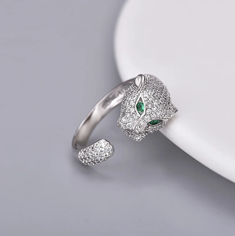 High Quality Leopard Head Open Ring Women or Men Resizable 925 Sterling Silver Brand Fashion Party Jewelry For Women Panther