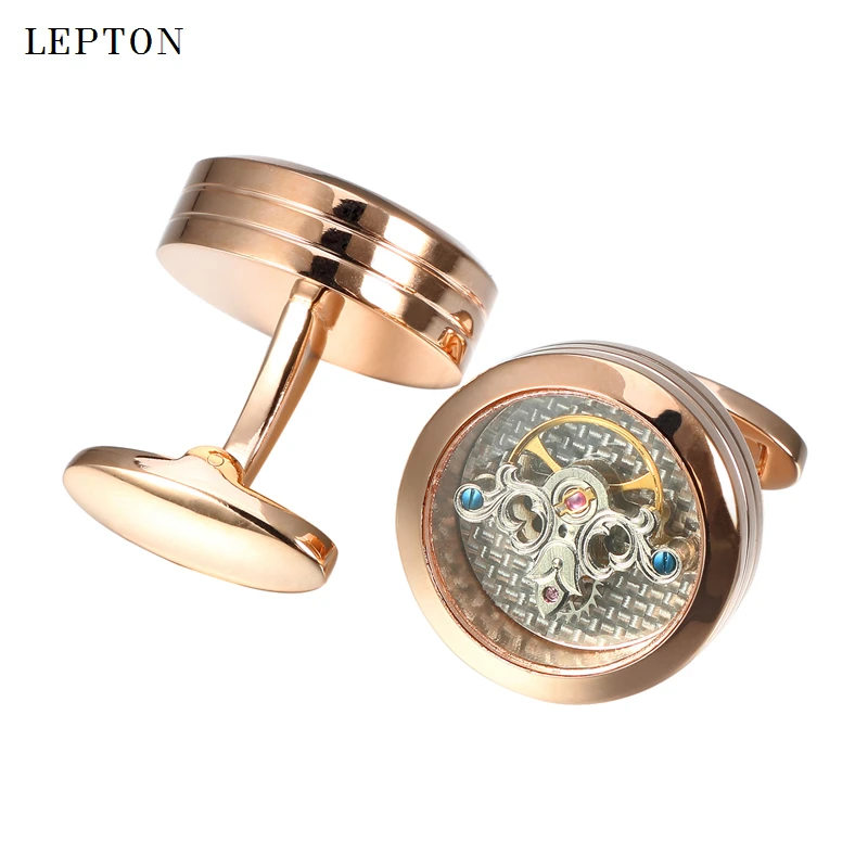 2018 Newst Tourbillon Cufflinks For Mens Wedding Groom Movement Steampunk Gear Cuff links Relojes Gemelos Lepton Brand Jewelry