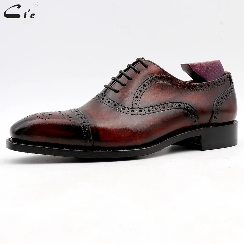 Cie Wedding Shoes Mens Dress Patina Wine Full Grain Genuine Calf Leather Outsole Men Suits Formal Leather Handmade No.4