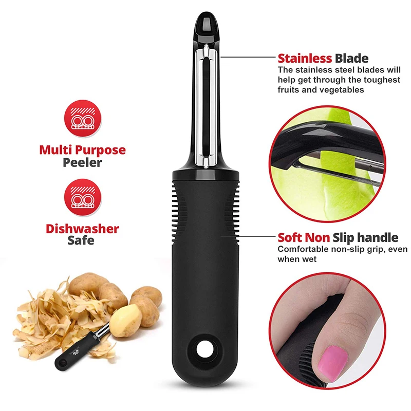 Potato Peeler Vegetable Potato Fruit Peelers Slicer Knife Perfect for Peeling Vegetables Fruit (Anti-Slip Handle) Good Grip