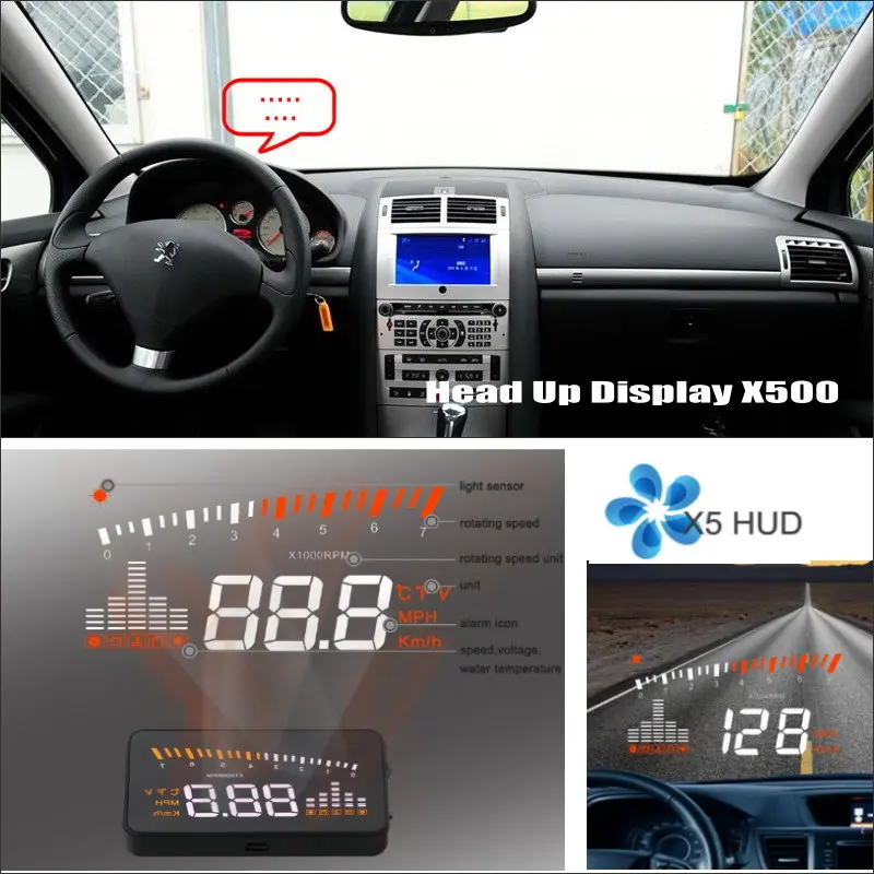 

Автомобильный проекционный дисплей HUD для Peugeot 406 407 2D Coupe / 4D Sedan, автомобильные аксессуары, безопасный экран для вождения, пленка OBD/OBD2 Plug And Play