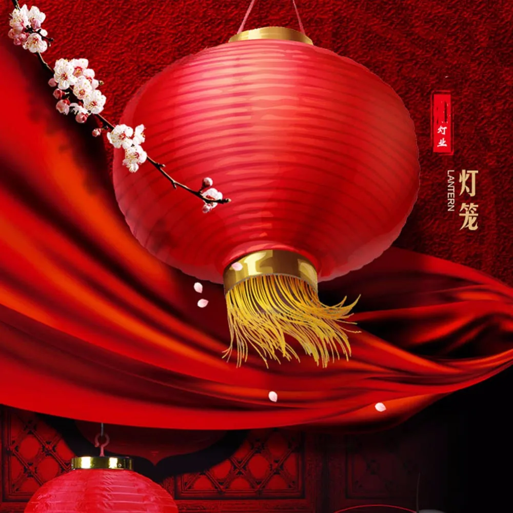 

Round Silk Chinese Lanterns with Tassel Gold 20cm Wedding Birthday Party Decorations Lamp for Festive Hotel Red Chinese Lanterns