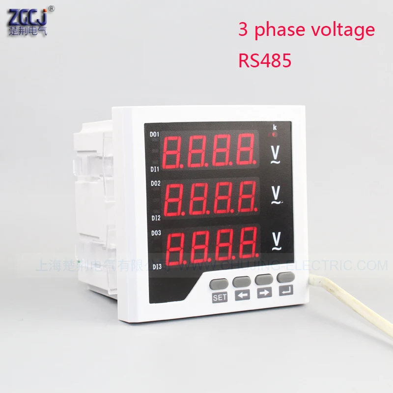 

CJ-3AV33-T 0-450V AC range 3 phase digital voltage meter with RS485 communication function Modbus-RTU protocol