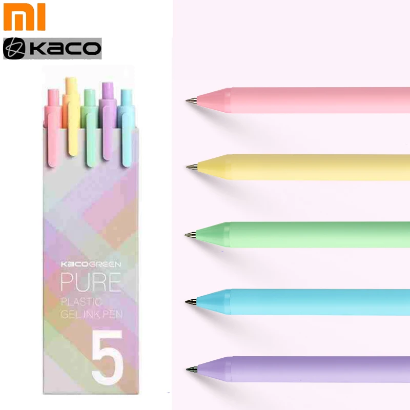 5pcs/pack Youpin KACO Sign Pen Cololful 0.5mm Pen Color Ink Ballpoint pen KACOGREEN Durable Signing Pen ABS Plastic Smooth Ink